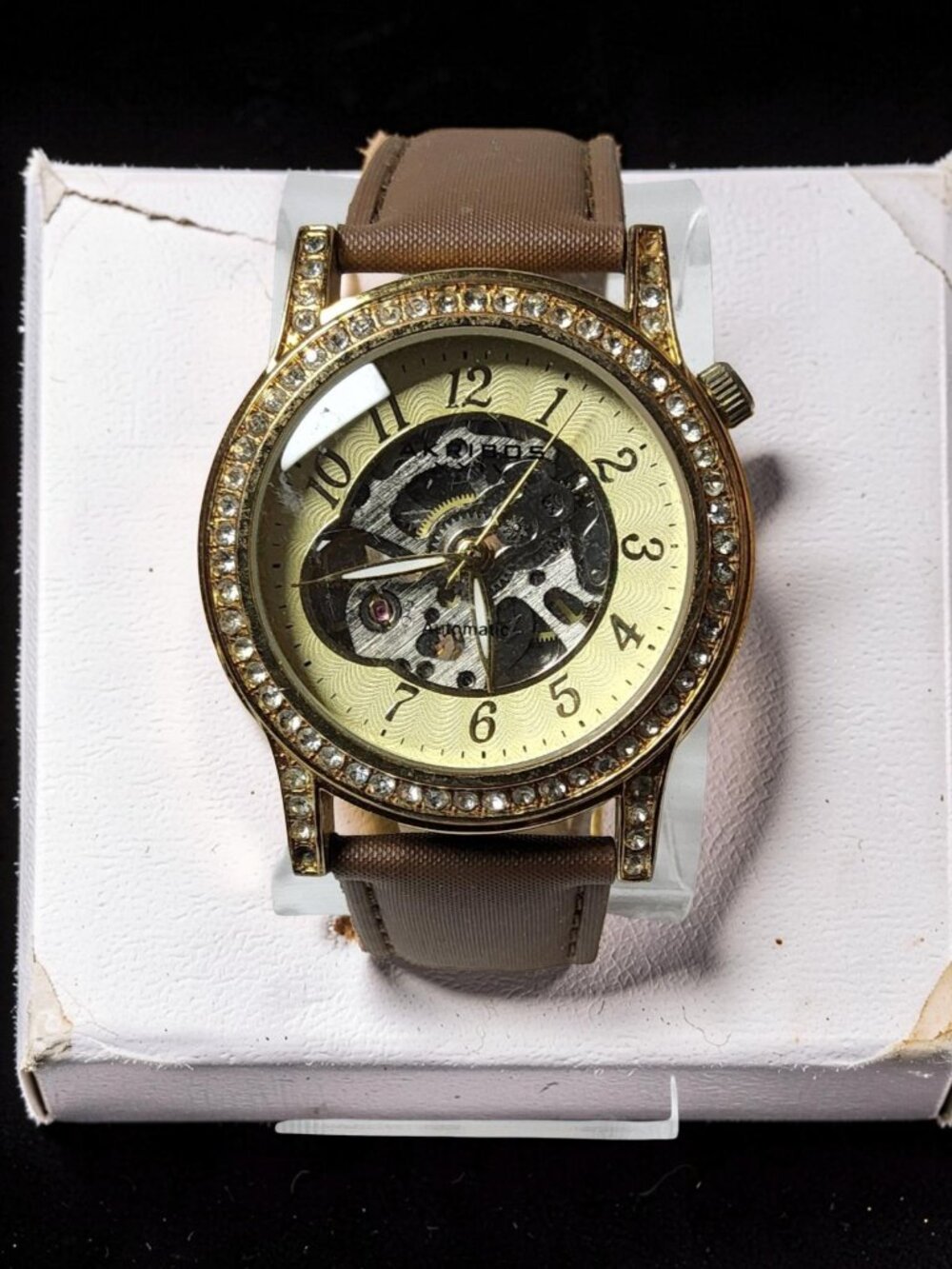 Womens Akribos WWIV Automatic Leather Band Adjustable Watch